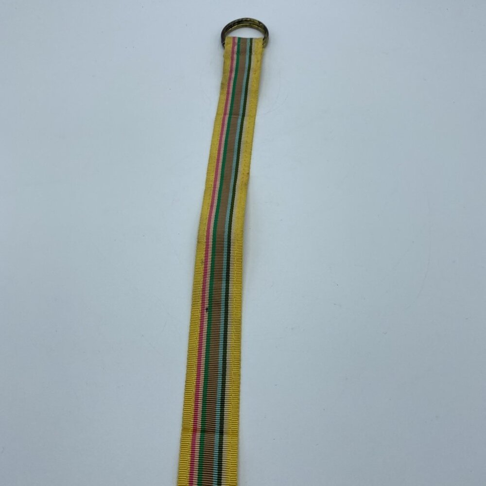 Unbranded Yellow Multicolor Striped D-Ring Belt Women's Size M End to End 31.5" - Picture 5 of 11